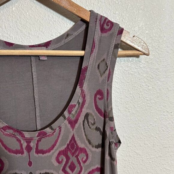 Fresh Produce Maxi Dress S Gray Purple Ikat Rayon Spandex Sleeveless Scoop Neck - Picture 6 of 8